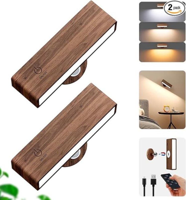 Solid Black Walnut Wooden Wall Light