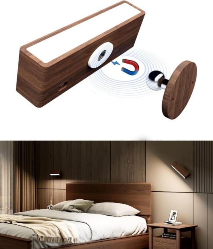 Solid Black Walnut Wooden Wall Light