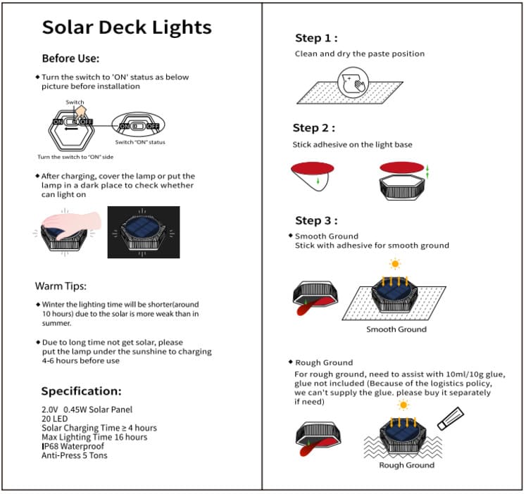 Solar Led Deck Light ( Hexagon )