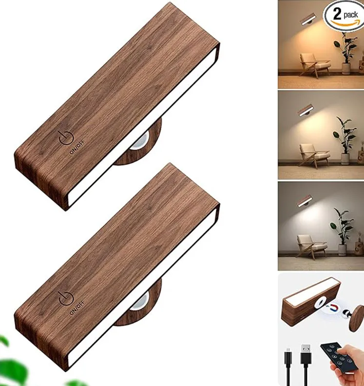 Solid Black Walnut Wooden Wall Light