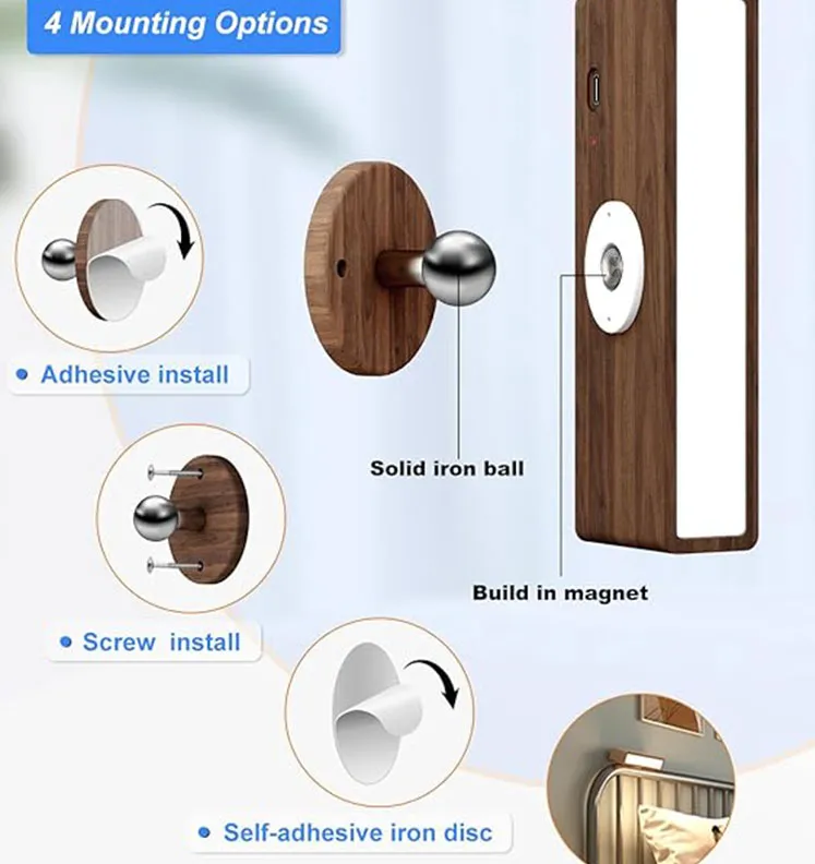 Solid Black Walnut Wooden Wall Light