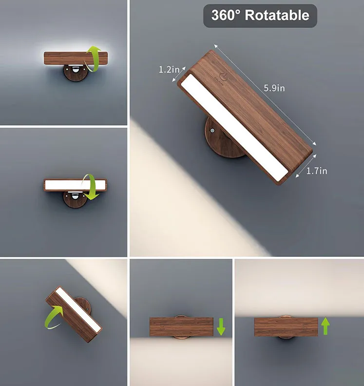 Solid Black Walnut Wooden Wall Light